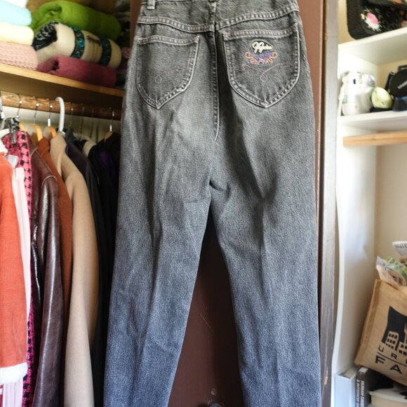 Vintage Black Washed out Jeans with pink stitching - Picture 5 of 5